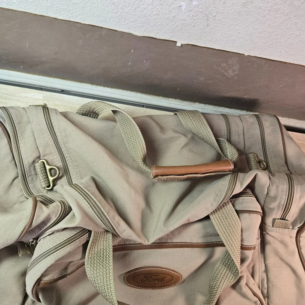 Vintage Ford Eddie Bauer Edition Duffle Bag Canvas Tan Weekender